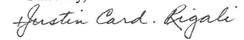 Signature- Cardinal Rigali